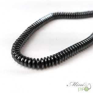 Hématite en perles plates "bouton" 5mm - fil complet