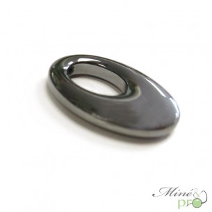 Pendentif donut décentré long en Hématite 3,5cm