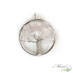 Pendentif arbre de vie en Quartz rose - 3cm