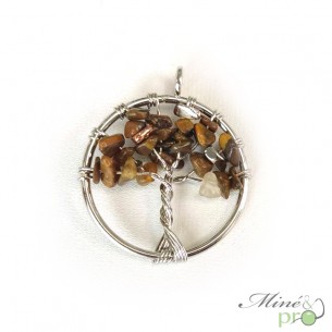 Pendentif arbre de vie en Oeil de tigre - 3cm