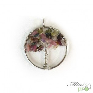 Pendentif arbre de vie en Tourmaline mixte - 3cm