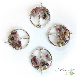 Pendentif arbre de vie en Tourmaline mixte - 3cm