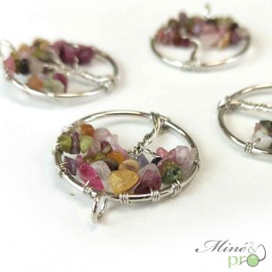 Pendentif arbre de vie en Tourmaline mixte - 3cm