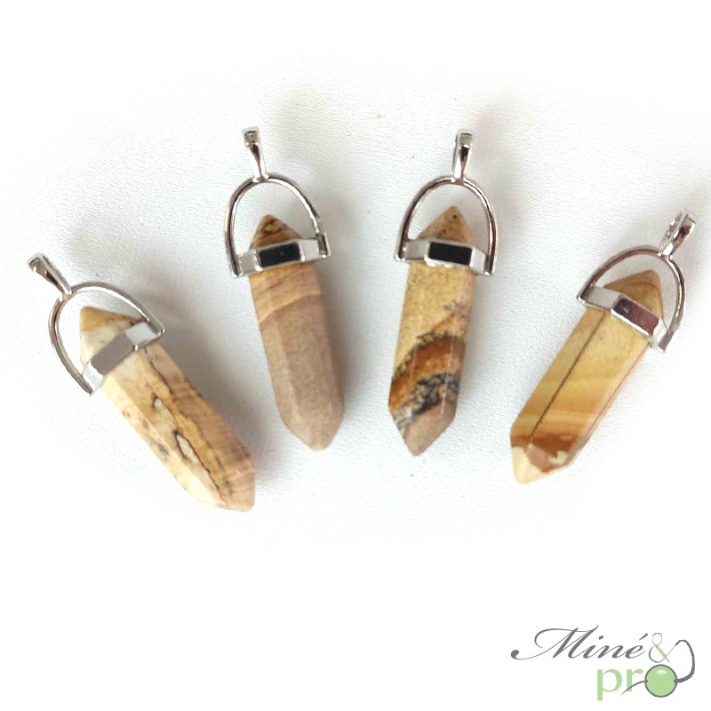 Jaspe paysage - pendentif pointe 3cm