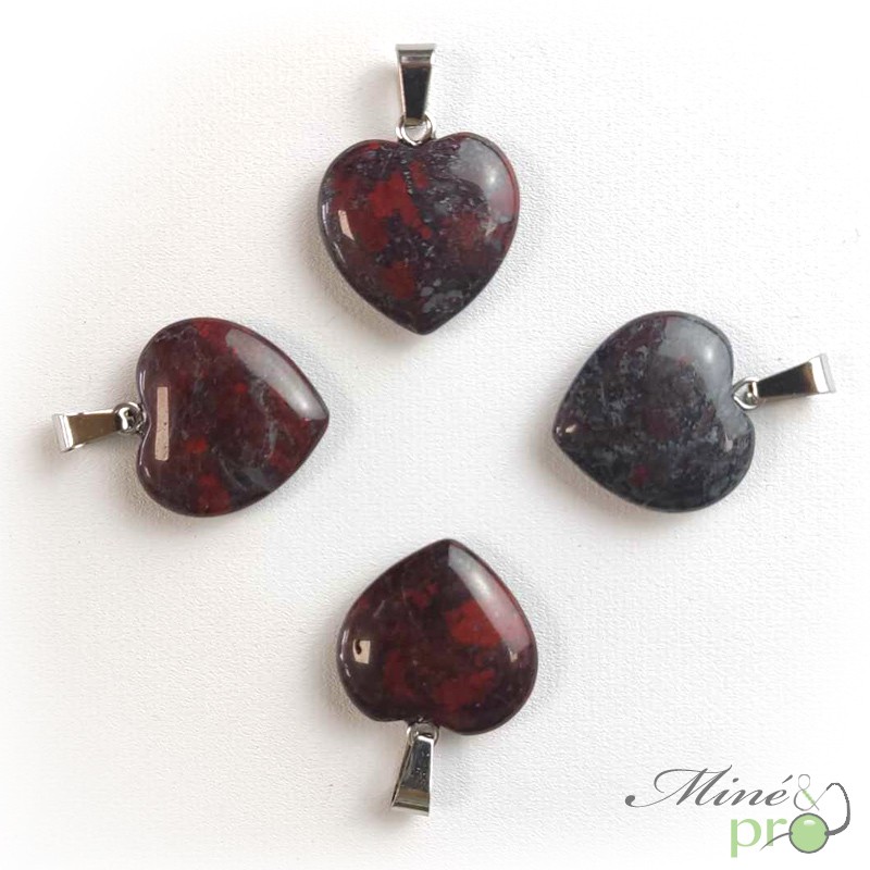 Jaspe sanguin - pendentif en forme de coeur 2cm