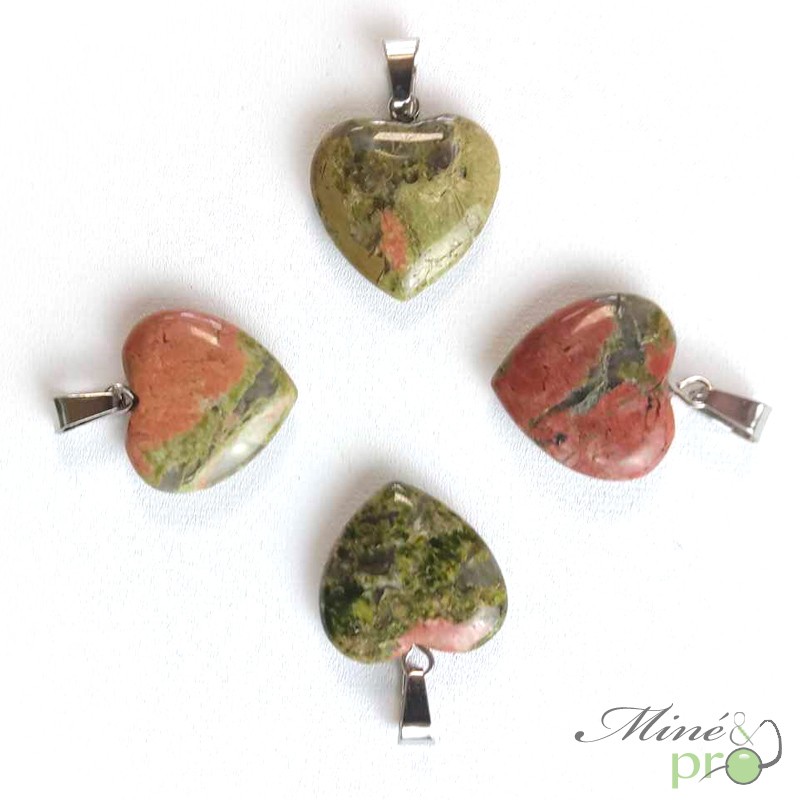 Unakite - pendentif en forme de coeur 2cm