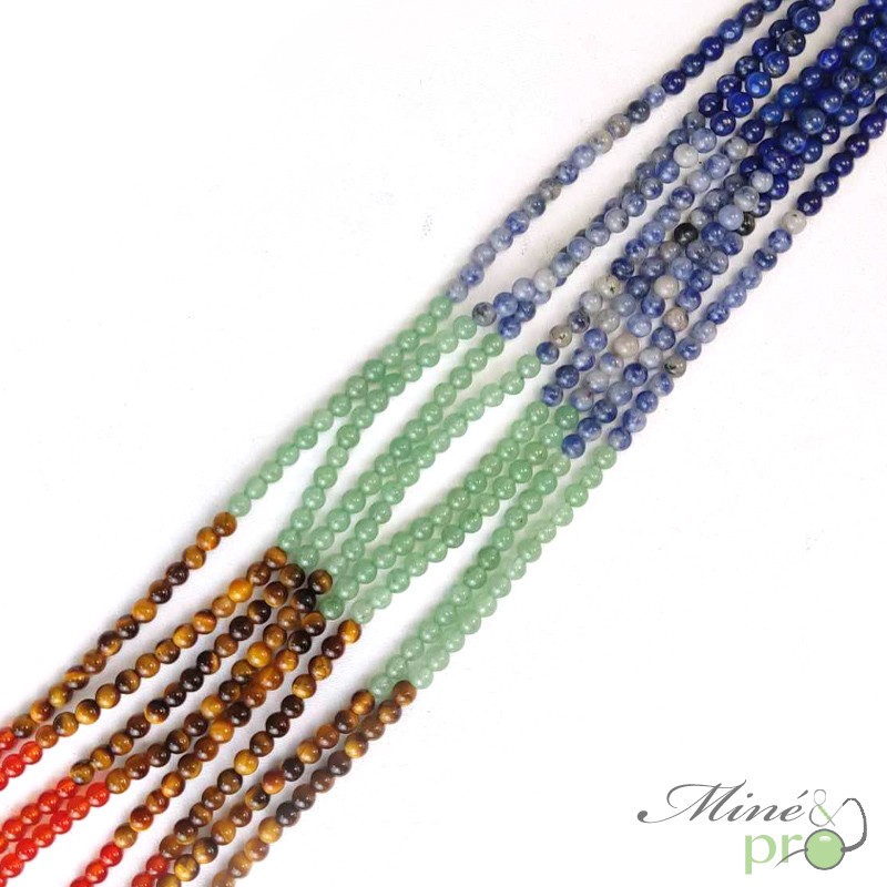 7 chakras en perles rondes 4mm - fil complet 7 chakras en perles rondes 4mm - fil complet