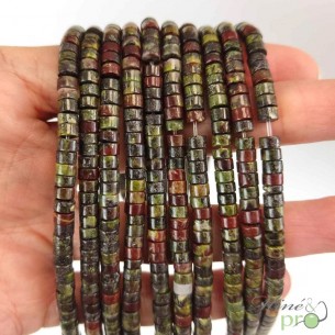 Jaspe sang du dragon en rondelles heishi 4mm - fil complet