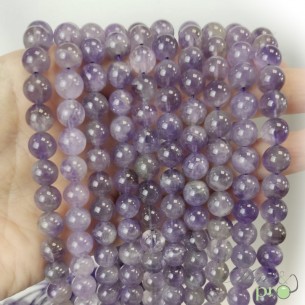 Améthyste B en perles rondes 8mm - fil complet