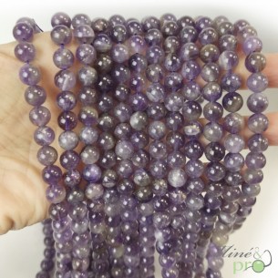 Améthyste B en perles rondes 8mm - fil complet