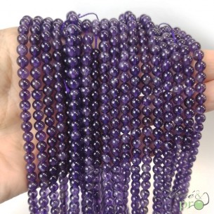Améthyste A en perles rondes 4mm - fil complet