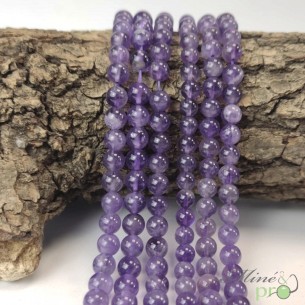 Améthyste foncée AB en perles rondes 6mm - fil complet - grossiste de perles naturelles