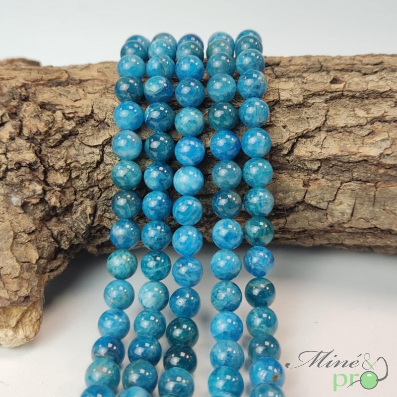 Apatite en perles rondes 8mm - fil complet Apatite en perles rondes 8mm - fil complet