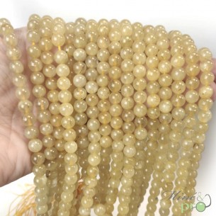 Quartz rutile en perles rondes 6mm - fil complet