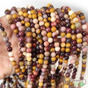 Jaspe Mokaïte A en perles rondes 6mm - fil complet