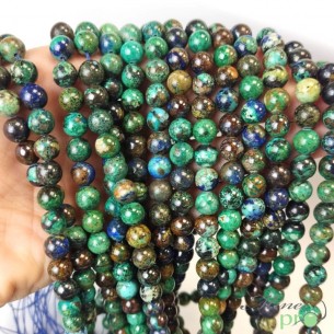 Chrysocolle en perles rondes 8mm - fil complet