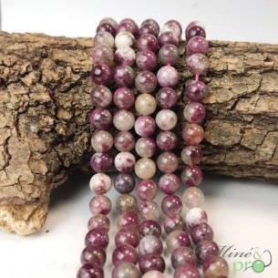 Tourmaline rose A en perles rondes 8mm - fil complet