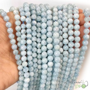 Aigue marine bleue AA en perles rondes 6mm - fil complet