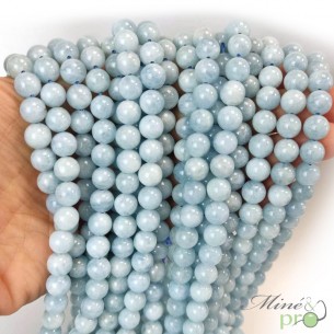 Aigue marine bleue AA en perles rondes 8mm - fil complet