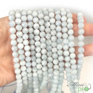 Aigue marine bleue A en perles rondes 6mm - fil complet