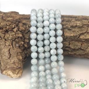 Aigue marine bleue A en perles rondes 8mm - fil complet