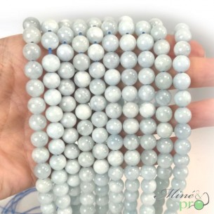 Aigue marine bleue A en perles rondes 8mm - fil complet