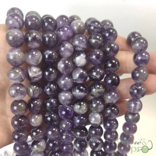 Améthyste chevron en perles rondes 10mm - fil complet
