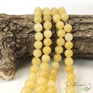 Calcite jaune A en perles rondes 10mm - fil complet