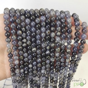 Iolite en perles rondes 6mm - fil complet