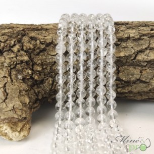 Cristal de roche AB+ en perles rondes 6mm - fil complet