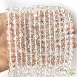 Cristal de roche AB+ en perles rondes 6mm - fil complet