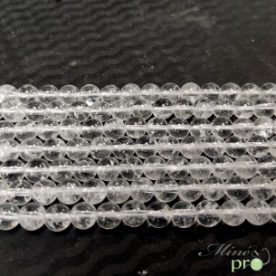 Cristal de roche AB+ en perles rondes 6mm - fil complet
