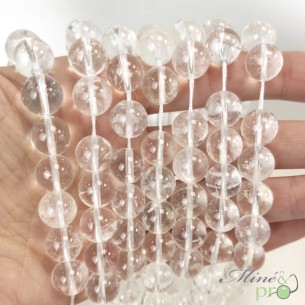 Cristal de roche AB+ en perles rondes 10mm - fil complet