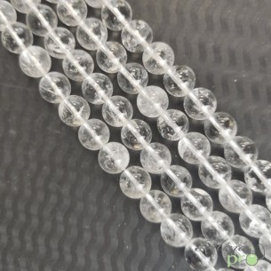 Cristal de roche AB+ en perles rondes 10mm - fil complet