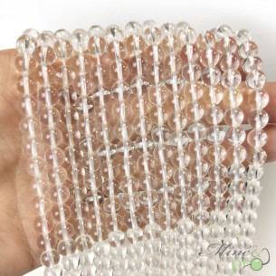 Cristal de roche A+ en perles rondes 6mm - fil complet