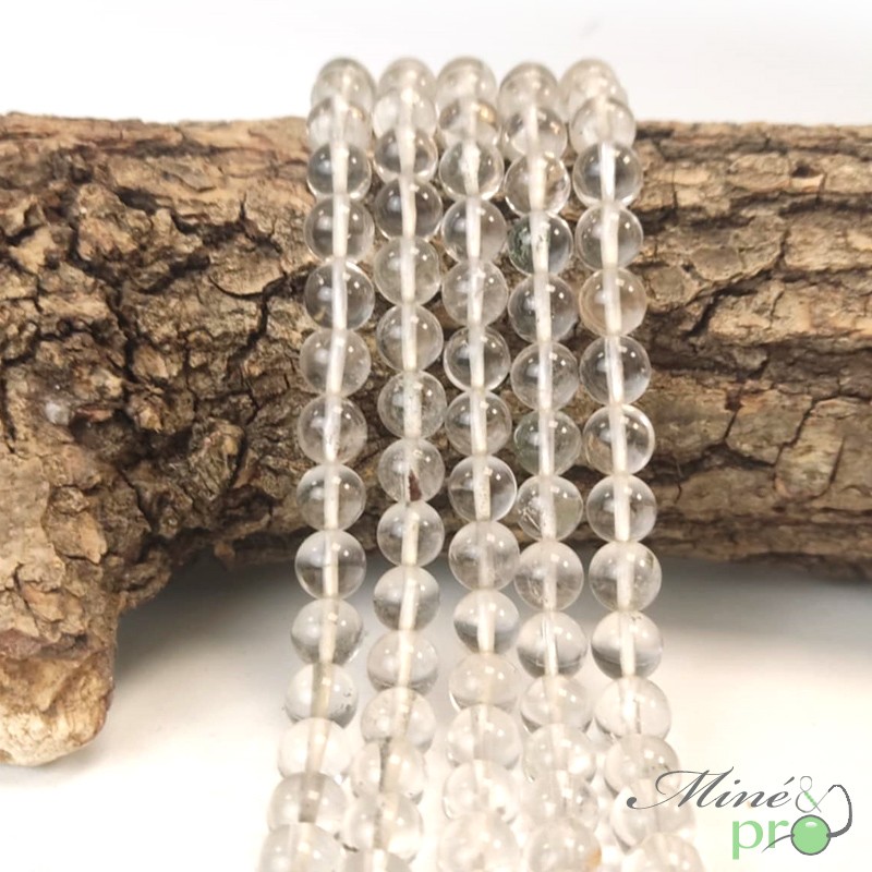 Cristal de roche A en perles rondes 8mm - fil complet