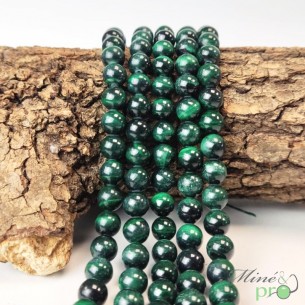 Malachite AB en perles rondes 8mm - fil complet