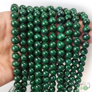 Malachite A+ en perles rondes 8mm - fil complet