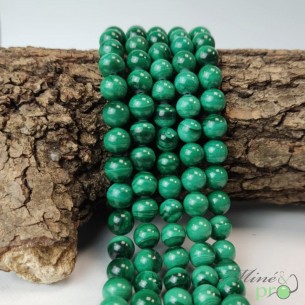 Malachite claire en perles rondes 8mm - fil complet - grossiste perles en pierres naturelles