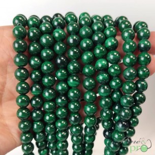 Malachite claire en perles rondes 8mm - fil complet - grossiste perles en pierres naturelles