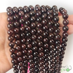Grenat almandin A en perles rondes 8mm - fil complet