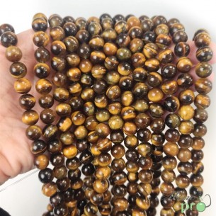 Oeil de tigre AB en perles rondes 8mm - fil complet