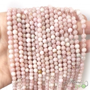 Opale rose A en perles rondes 4mm - fil complet