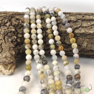 Opale dendrite A en perles rondes 6mm - fil complet