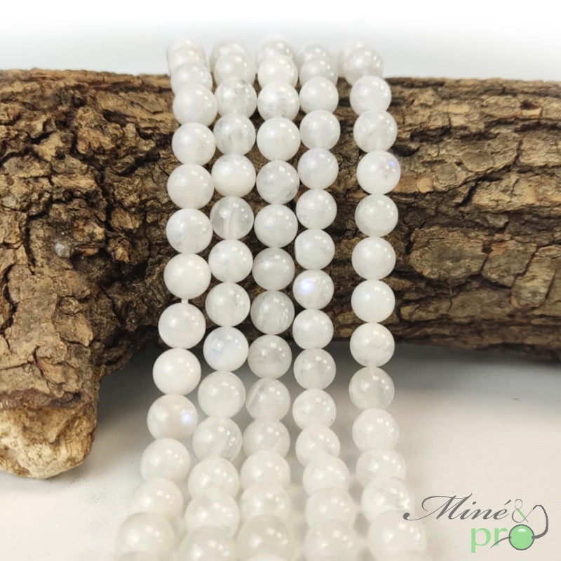 Péristérite en perles rondes 8mm - fil complet