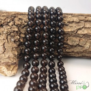 Quartz fumé naturel en perles rondes 8mm - fil complet