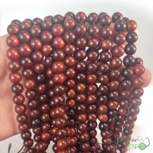 Bois rouge en perles rondes 8mm - fil complet