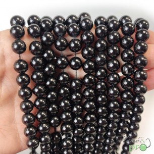 Spinelle noire en perles rondes 8mm - fil complet