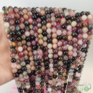 Tourmaline mixte AB en perles rondes 6mm - fil complet
