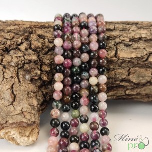 Tourmaline mixte AB en perles rondes 6mm - fil complet